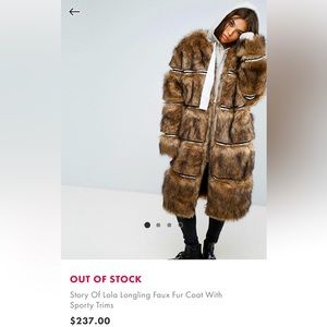 Story of Lola Longling Faux fur coat with sporty trims